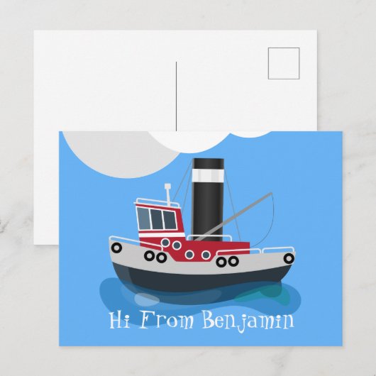 Schets van de cartoon van de rode trawlvisserij briefkaart (Voorkant / Achterkant)