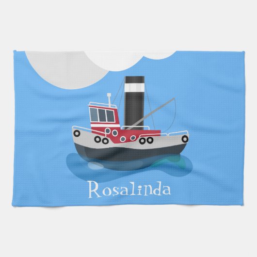 Schets van de cartoon van de rode trawlvisserij theedoek (Horizontaal)