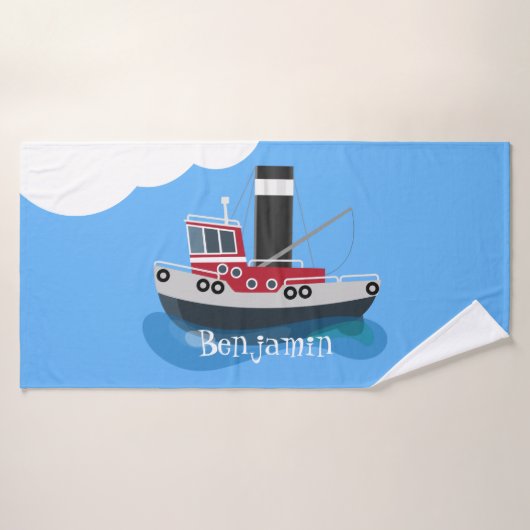Schets van de cartoon van de trawlvisserij met de  bad handdoek (Badhanddoek)