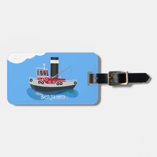 Schets van de cartoon van de trawlvisserij met de  bagagelabel (Voorkant horizontaal)