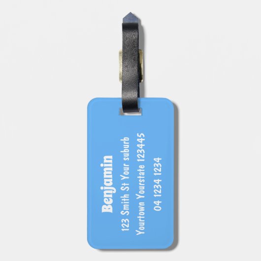 Schets van de cartoon van de trawlvisserij met de  bagagelabel (Achterkant verticaal)