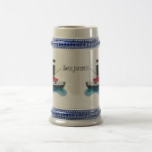 Schets van de cartoon van de trawlvisserij met de bierpul (Center)