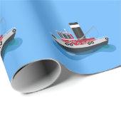 Schets van de cartoon van de trawlvisserij met de  cadeaupapier (Rol Hoek)