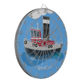 Schets van de cartoon van de trawlvisserij met de  dartbord (Voorkant Links)