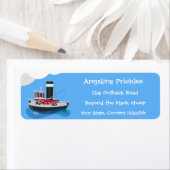 Schets van de cartoon van de trawlvisserij met de etiket (Insitu)