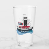Schets van de cartoon van de trawlvisserij met de  glas (Achterkant)