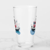 Schets van de cartoon van de trawlvisserij met de  glas (Links)