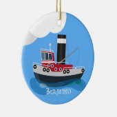 Schets van de cartoon van de trawlvisserij met de  keramisch ornament (Rechts)