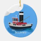 Schets van de cartoon van de trawlvisserij met de  keramisch ornament (Achterkant)