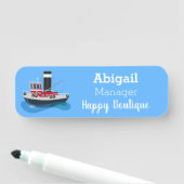 Schets van de cartoon van de trawlvisserij met de  naamplaatje (In situ)