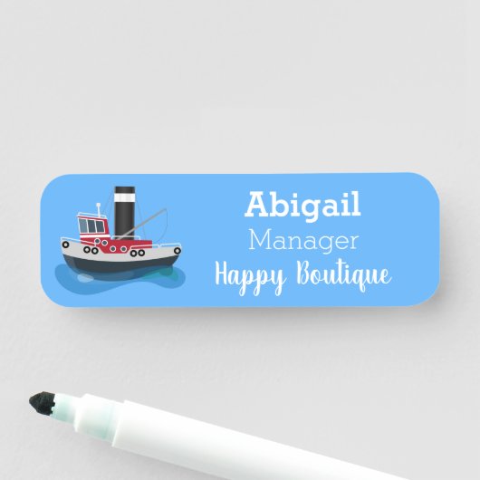 Schets van de cartoon van de trawlvisserij met de  naamplaatje (In situ)