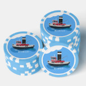 Schets van de cartoon van de trawlvisserij met de  poker chips (Opstapeling)