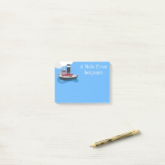 Schets van de cartoon van de trawlvisserij met de  post-it® notes (Op bureau)