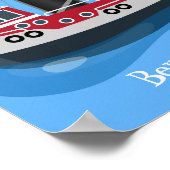 Schets van de cartoon van de trawlvisserij met de  poster (Hoek)