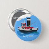 Schets van de cartoon van de trawlvisserij met de ronde button 5,7 cm (Voorkant /achterkant)
