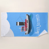 Schets van de cartoon van de trawlvisserij met de  strandlaken (Voorkant)