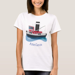 Schets van de cartoon van de trawlvisserij met de  t-shirt