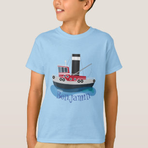 Schets van de cartoon van de trawlvisserij met de t-shirt