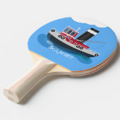 Schets van de cartoon van de trawlvisserij met de tafeltennisbatje (Voorkant Gekanteld)