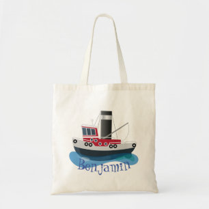 Schets van de cartoon van de trawlvisserij met de tote bag
