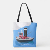 Schets van de cartoon van de trawlvisserij met de tote bag (Achterkant)