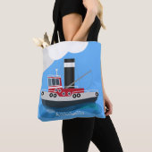 Schets van de cartoon van de trawlvisserij met de tote bag (Dichtbij)