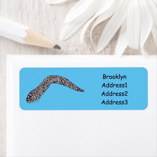 Schets van de cartoon van gepotte moray etiket (Insitu)