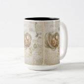 Schets van de foetus door Leonardo Da Vinci Tweekleurige Koffiemok (Voorkant rechts)