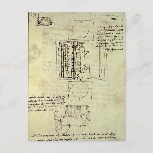 Schets van de gipspit voor het Sforza-paard Briefkaart (Voorkant)