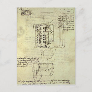 Schets van de gipspit voor het Sforza-paard Briefkaart