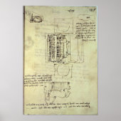 Schets van de gipspit voor het Sforza-paard Poster (Voorkant)