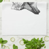 Schets van de inkepwand - grijze en witte tinten theedoek (Gevouwen)