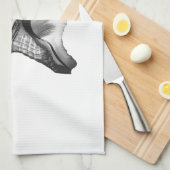 Schets van de inkepwand - grijze en witte tinten theedoek (Quarter Fold)