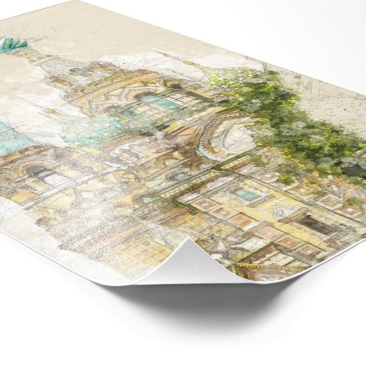  schets van de kerk Sint-Petersburg Foto Afdruk (Hoek)