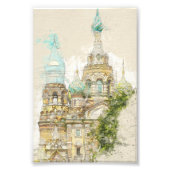  schets van de kerk Sint-Petersburg Foto Afdruk (Voorkant)