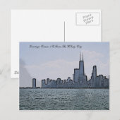 Schets van de prachtige Chicago Skyline Briefkaart (Voorkant / Achterkant)