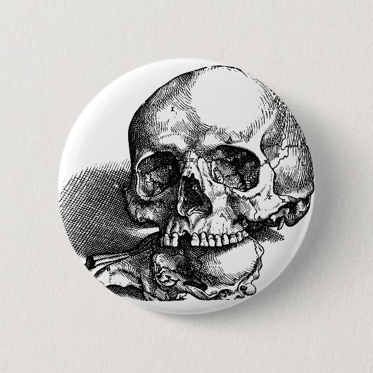  schets van de schedel en de beenderen ronde button 5,7 cm (Voorkant)