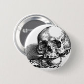  schets van de schedel en de beenderen ronde button 5,7 cm (Voorkant /achterkant)