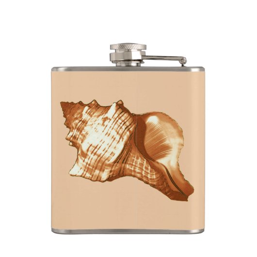 Schets van de schelp van de kegel - bruin, wit en heupfles (Achterkant)