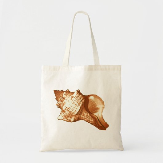 Schets van de schelp van de kegel - bruin, wit en tote bag (Voorkant)