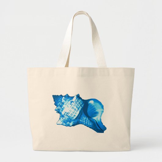 Schets van de schelp van de kegel - kobalt en sky  grote tote bag (Voorkant)