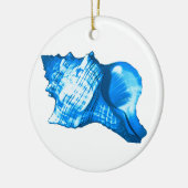 Schets van de schelp van de kegel - kobalt en sky keramisch ornament (Links)