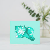 Schets van de schelp van de kegel - turquoise, wit briefkaart (Staand voorkant)
