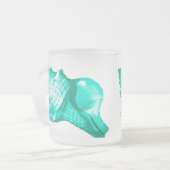 Schets van de schelp van de kegel - turquoise, wit matglas koffiemok (Voorkant links)