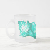 Schets van de schelp van de kegel - turquoise, wit matglas koffiemok (Links)