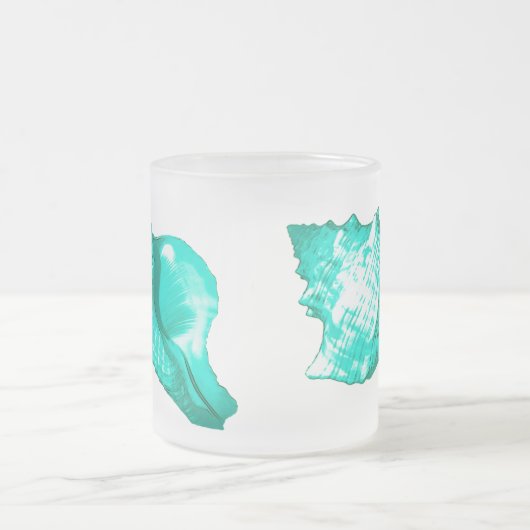 Schets van de schelp van de kegel - turquoise, wit matglas koffiemok (Center)