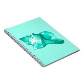 Schets van de schelp van de kegel - turquoise, wit notitieboek (Rechterzijde)