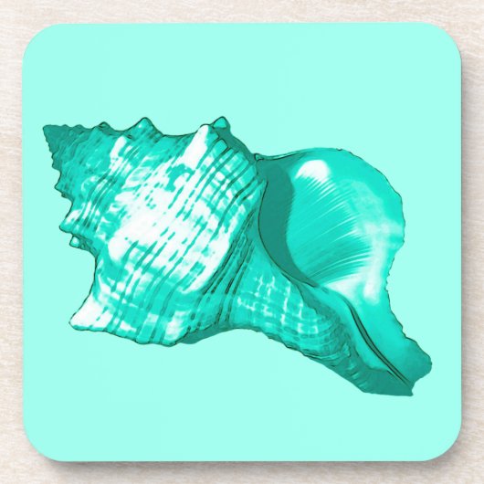 Schets van de schelp van de kegel - turquoise, wit onderzetter (Voorkant)