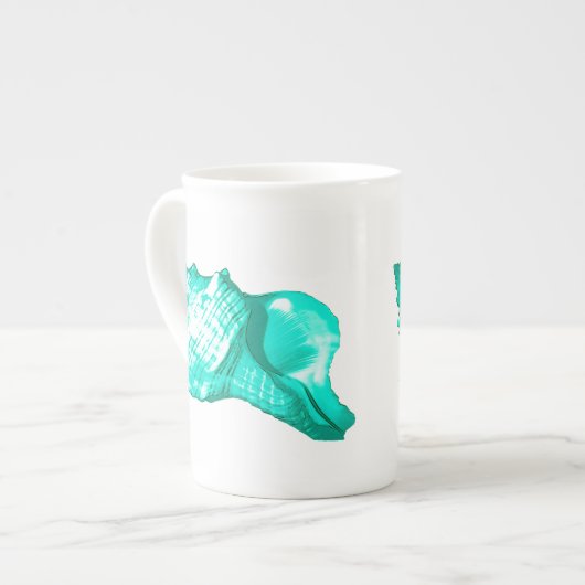 Schets van de schelp van de kegel - turquoise, wit porselein kop (Links)
