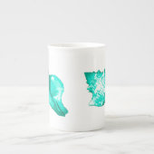 Schets van de schelp van de kegel - turquoise, wit porselein kop (Voorkant)
